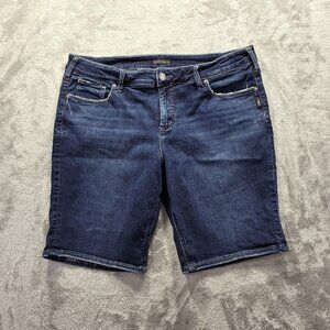 Silver Jeans Co Suki Bermuda Shorts Womens 36 Denim Stretch Mid-Rise Zip Fly